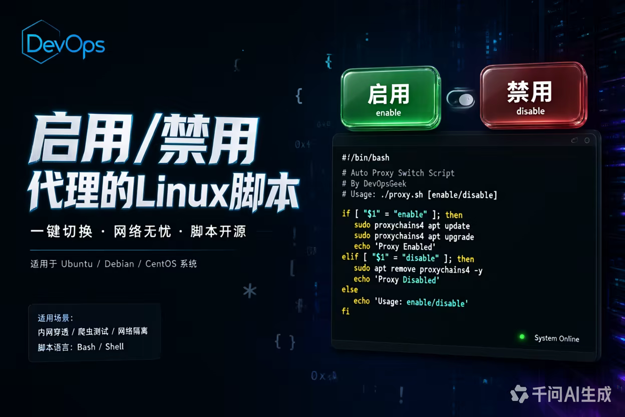 写一个Linux启用禁用代理脚本 proxy.sh / bash代理